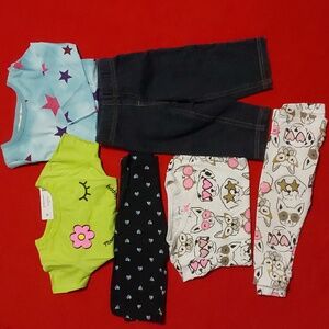 Garanimals & Carter's 6 Items Set Two Tops, Two Bottoms, One P.J.Set